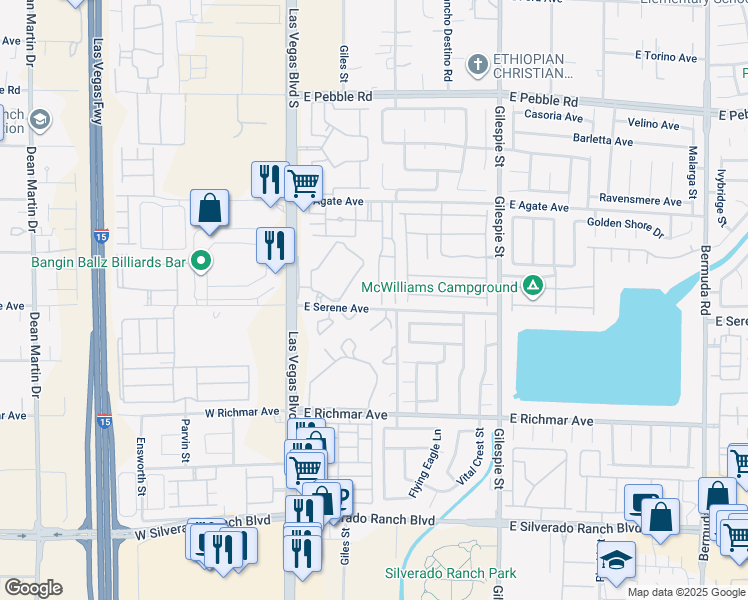 map of restaurants, bars, coffee shops, grocery stores, and more near 63 East Agate Avenue in Las Vegas