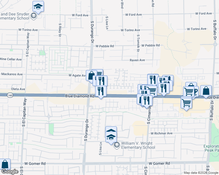 map of restaurants, bars, coffee shops, grocery stores, and more near 8419 Lower Trailhead Avenue in Las Vegas