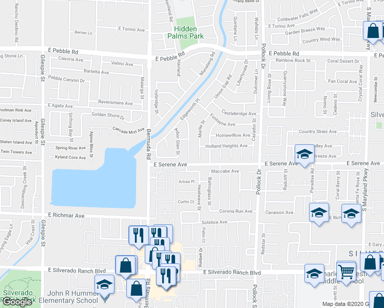 map of restaurants, bars, coffee shops, grocery stores, and more near 9264 Branford Hills Street in Las Vegas