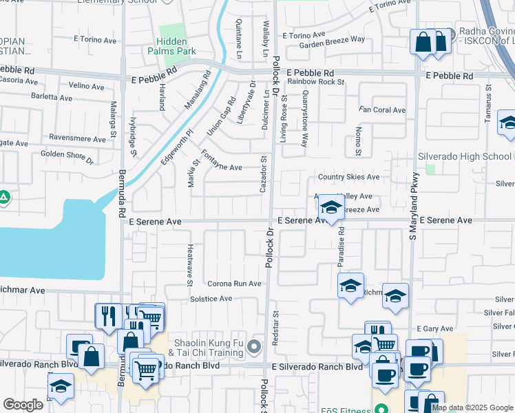 map of restaurants, bars, coffee shops, grocery stores, and more near 9269 Cazador Street in Las Vegas