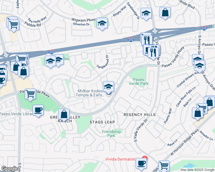 map of restaurants, bars, coffee shops, grocery stores, and more near 1939 Patagonia Street in Henderson
