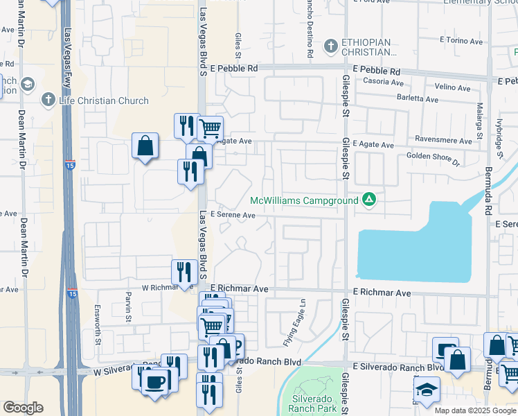 map of restaurants, bars, coffee shops, grocery stores, and more near 63 East Agate Avenue in Las Vegas