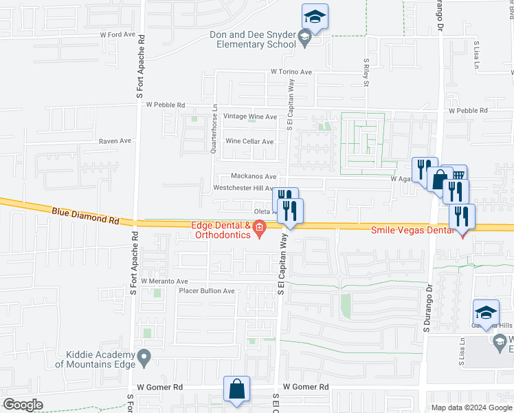 map of restaurants, bars, coffee shops, grocery stores, and more near 9164 Tramore Street in Las Vegas