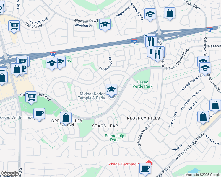 map of restaurants, bars, coffee shops, grocery stores, and more near 1939 Patagonia Street in Henderson