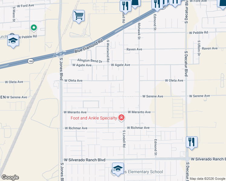 map of restaurants, bars, coffee shops, grocery stores, and more near 5595 Sage Lakes Avenue in Las Vegas