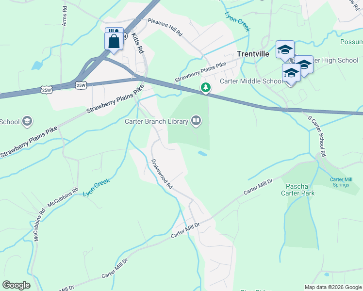 map of restaurants, bars, coffee shops, grocery stores, and more near 349 Woodsedge Road in Knoxville