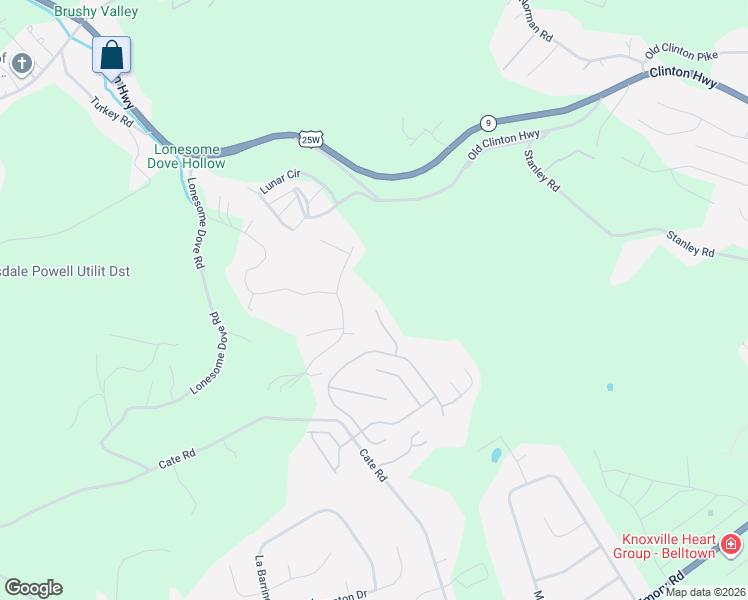 map of restaurants, bars, coffee shops, grocery stores, and more near 7015 Eddie Kimbell Lane in Powell