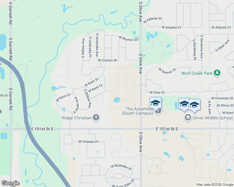 map of restaurants, bars, coffee shops, grocery stores, and more near 4005 West Laredo Street in Broken Arrow