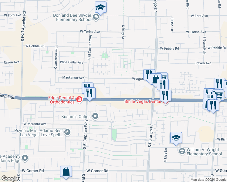 map of restaurants, bars, coffee shops, grocery stores, and more near 9155 Amber Isle Street in Las Vegas