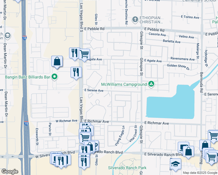 map of restaurants, bars, coffee shops, grocery stores, and more near 67 East Agate Avenue in Las Vegas