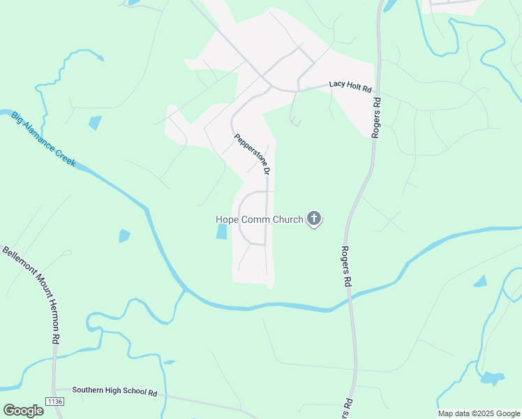 map of restaurants, bars, coffee shops, grocery stores, and more near 2611 Pepperstone Drive in Graham