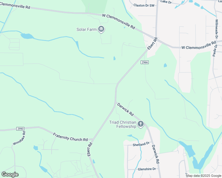 map of restaurants, bars, coffee shops, grocery stores, and more near Ebert Road in Winston-Salem