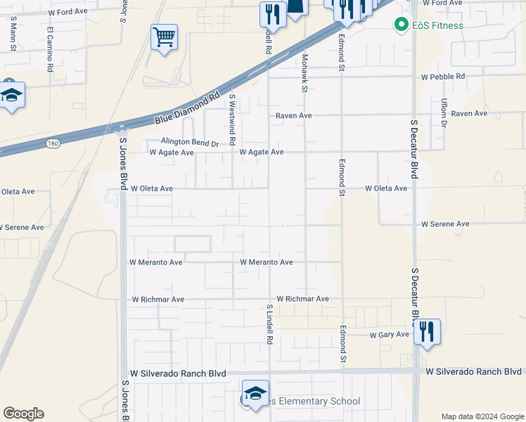 map of restaurants, bars, coffee shops, grocery stores, and more near in Las Vegas
