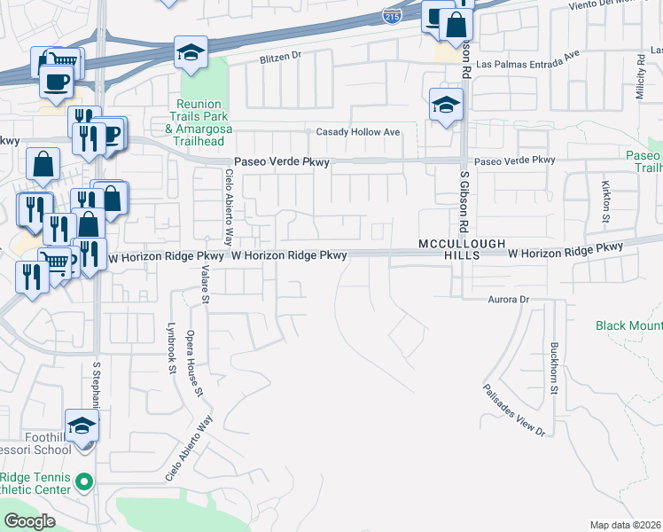 map of restaurants, bars, coffee shops, grocery stores, and more near 1168 Monte De Luz Way in Henderson