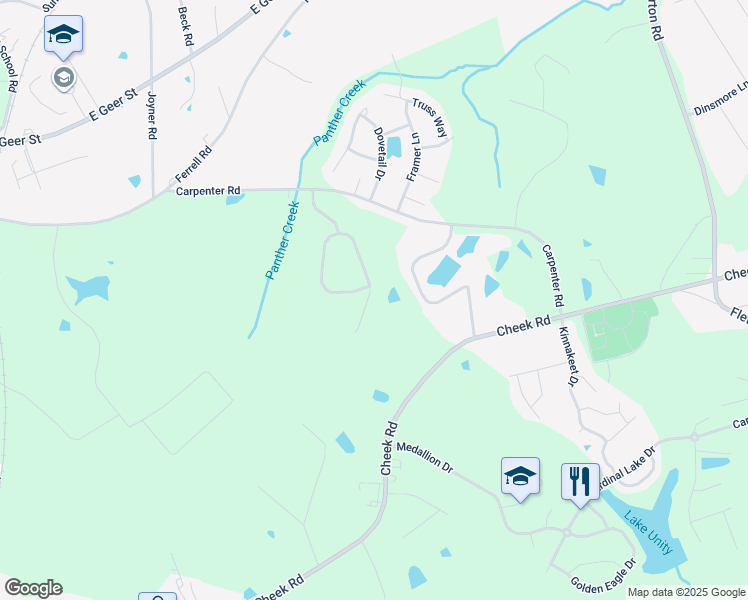 map of restaurants, bars, coffee shops, grocery stores, and more near 3518 Mountain Brook Circle in Durham
