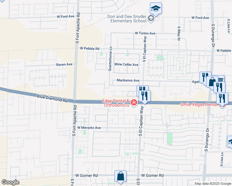 map of restaurants, bars, coffee shops, grocery stores, and more near 9175 Titan Hill Court in Las Vegas