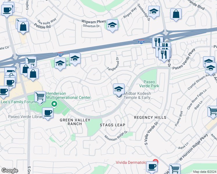 map of restaurants, bars, coffee shops, grocery stores, and more near 1967 Flagstone Ranch Lane in Henderson