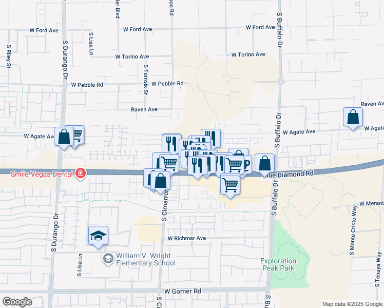 map of restaurants, bars, coffee shops, grocery stores, and more near 9175 Surrey Wood Street in Las Vegas
