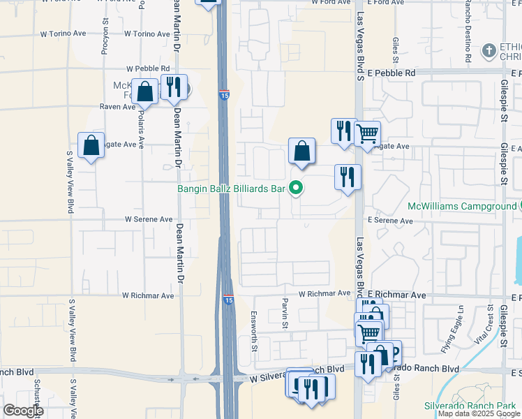 map of restaurants, bars, coffee shops, grocery stores, and more near 2700 West Richmar Avenue in Las Vegas