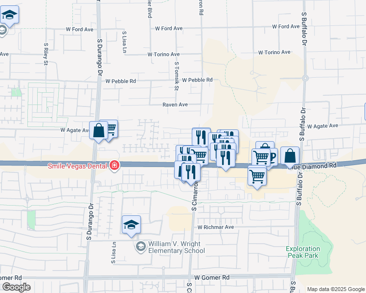 map of restaurants, bars, coffee shops, grocery stores, and more near 8263 Vanity Fair Lane in Las Vegas