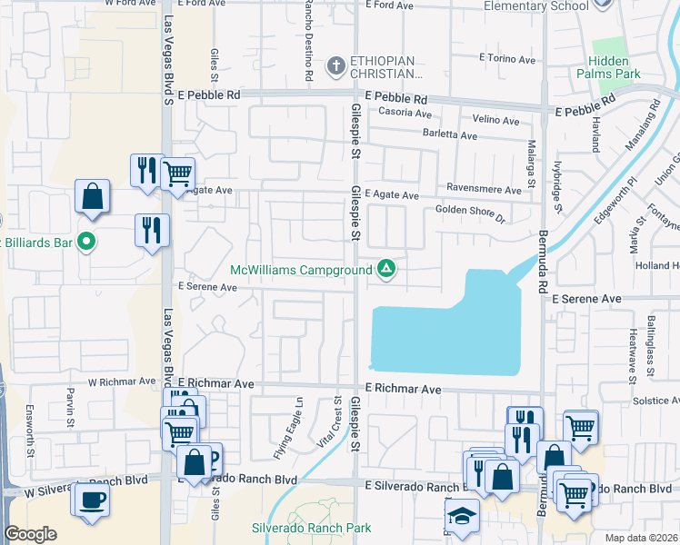 map of restaurants, bars, coffee shops, grocery stores, and more near 194 Twin Towers Avenue in Las Vegas