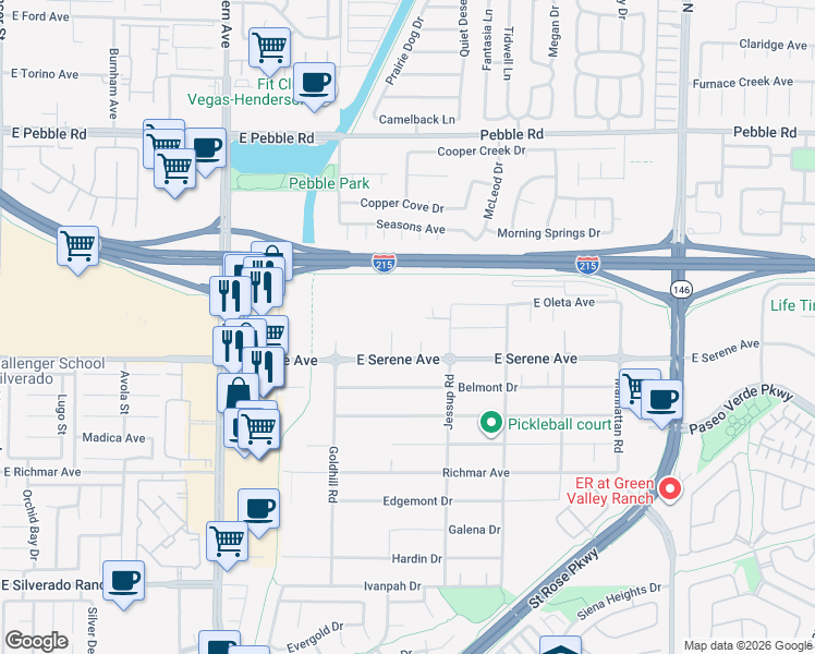 map of restaurants, bars, coffee shops, grocery stores, and more near 2 McLeod Drive in Las Vegas