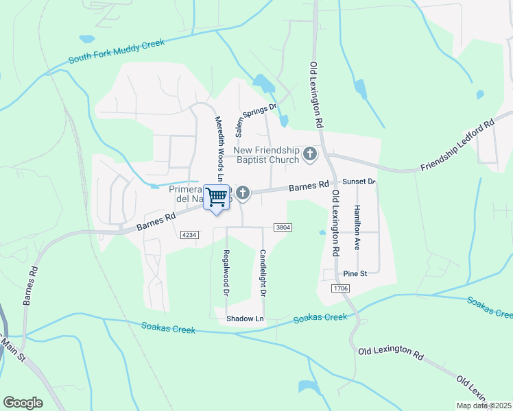map of restaurants, bars, coffee shops, grocery stores, and more near Hill Lane in Winston-Salem