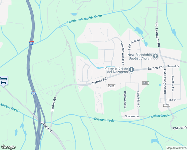map of restaurants, bars, coffee shops, grocery stores, and more near 352 Kendall Drive in Winston-Salem