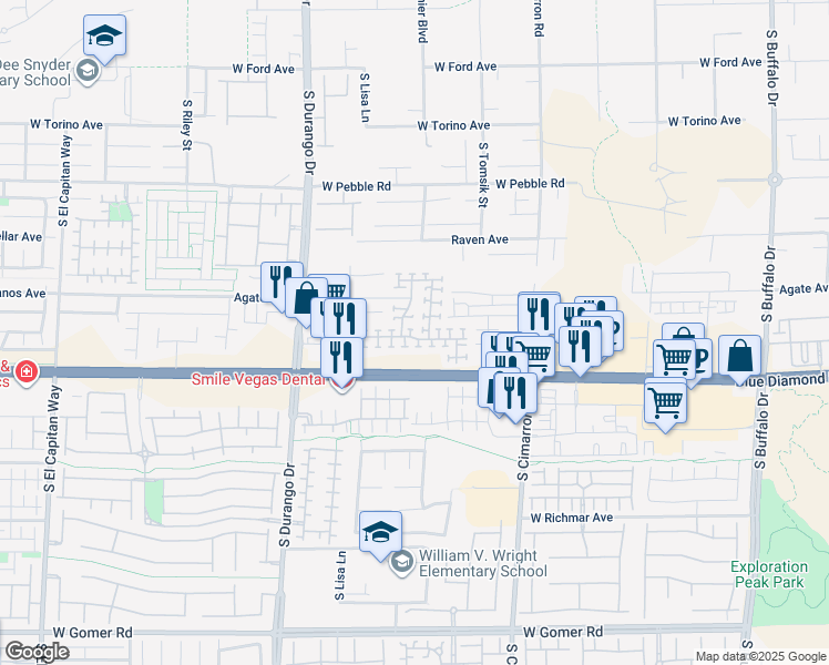 map of restaurants, bars, coffee shops, grocery stores, and more near 8367 Lower Trailhead Avenue in Las Vegas