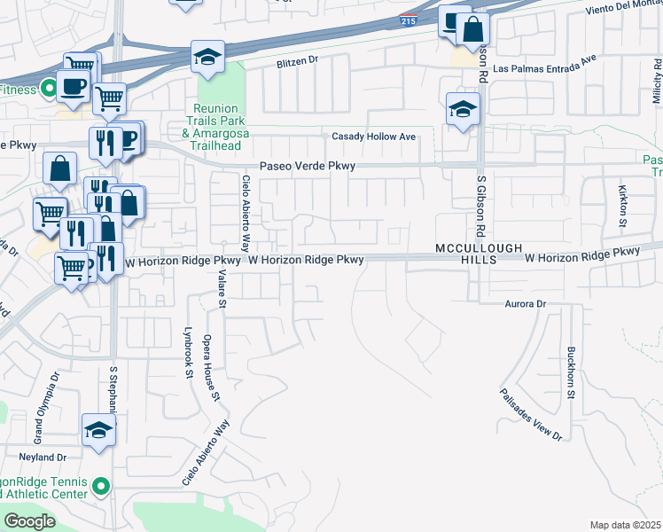 map of restaurants, bars, coffee shops, grocery stores, and more near 1156 Viento View Avenue in Henderson