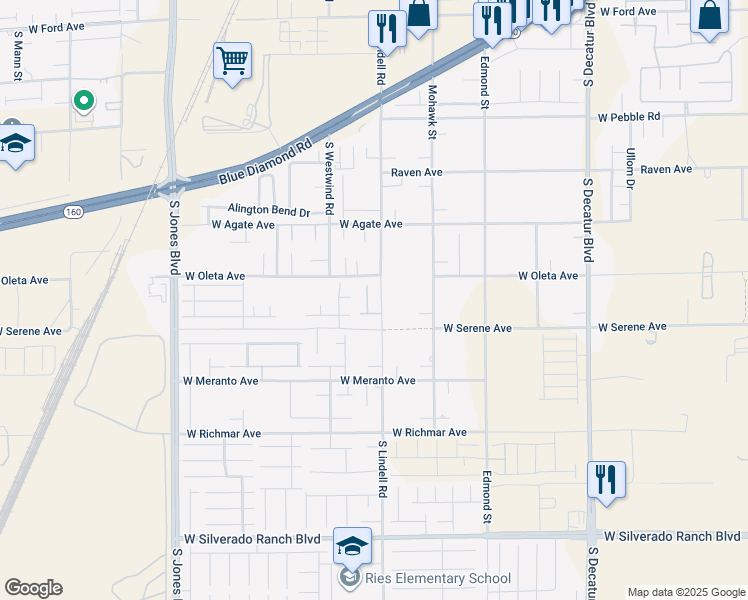 map of restaurants, bars, coffee shops, grocery stores, and more near 9275 Mohawk Street in Las Vegas