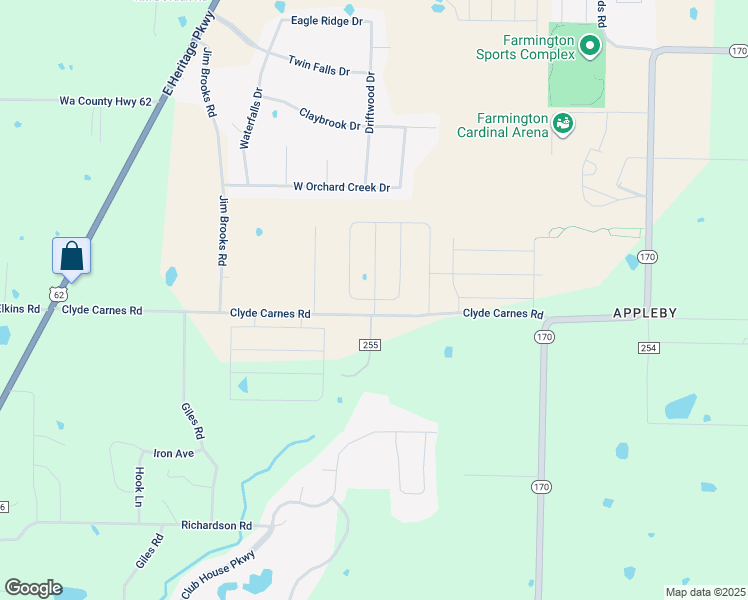 map of restaurants, bars, coffee shops, grocery stores, and more near 11828 Clyde Carnes Road in Farmington