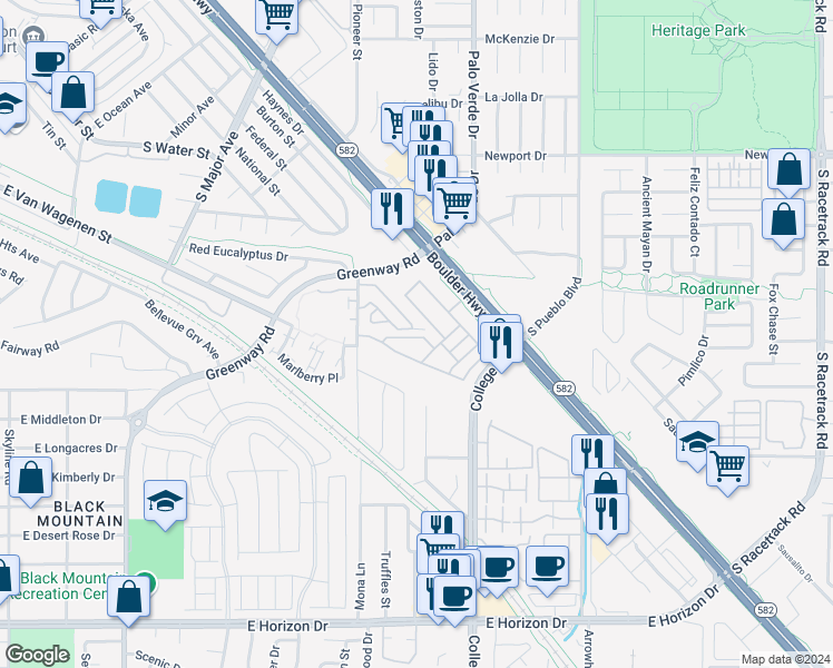 map of restaurants, bars, coffee shops, grocery stores, and more near 633 Sedum Avenue in Henderson