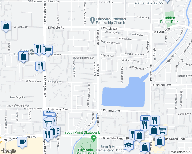 map of restaurants, bars, coffee shops, grocery stores, and more near 9254 Aqueduct Street in Las Vegas