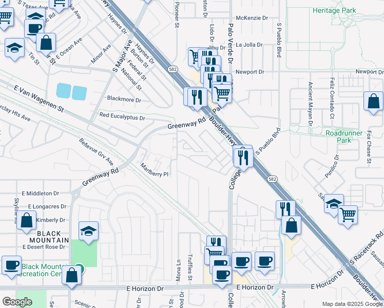map of restaurants, bars, coffee shops, grocery stores, and more near 611 Sedum Avenue in Henderson