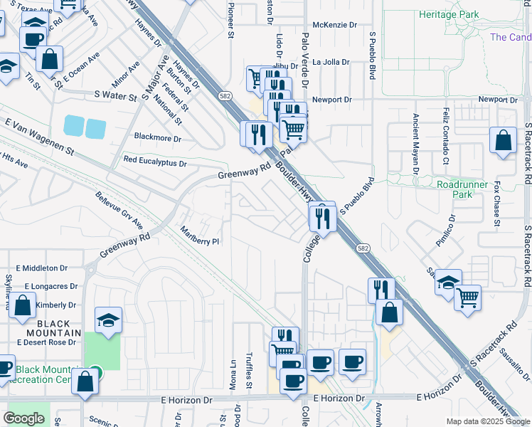 map of restaurants, bars, coffee shops, grocery stores, and more near 633 Sedum Avenue in Henderson