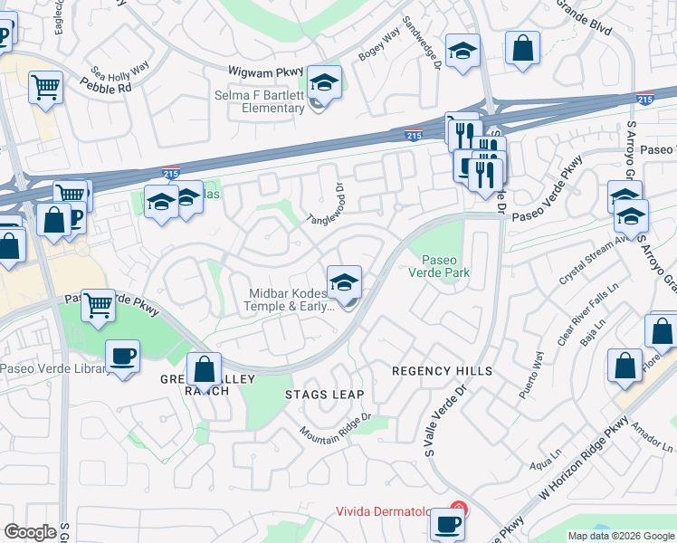 map of restaurants, bars, coffee shops, grocery stores, and more near 1939 Patagonia Street in Henderson