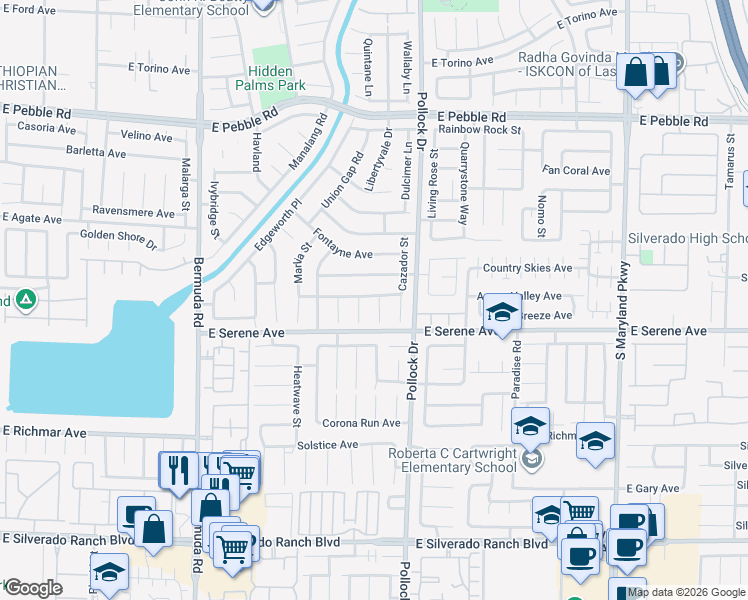 map of restaurants, bars, coffee shops, grocery stores, and more near 9276 Dover Landing Court in Las Vegas