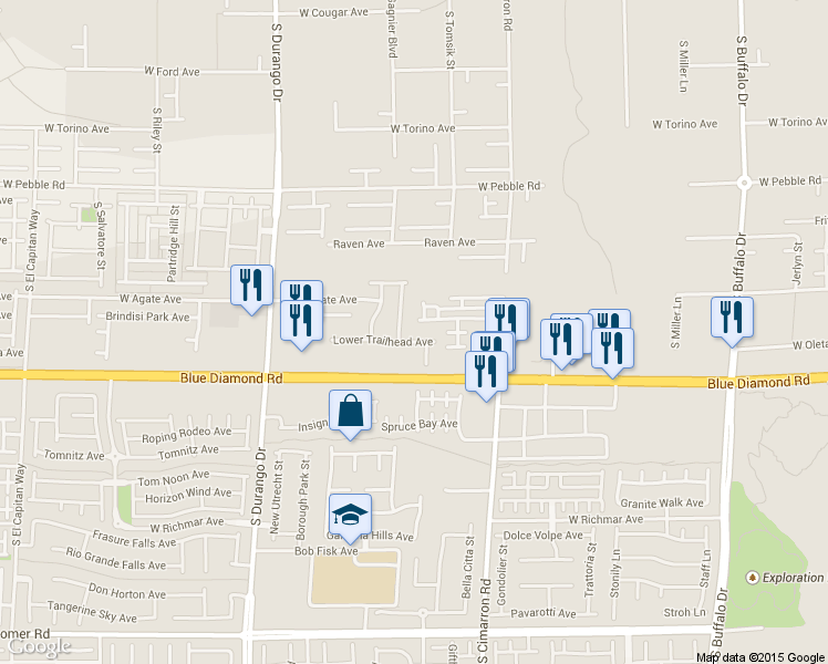map of restaurants, bars, coffee shops, grocery stores, and more near 8331 Lower Trailhead Avenue in Las Vegas