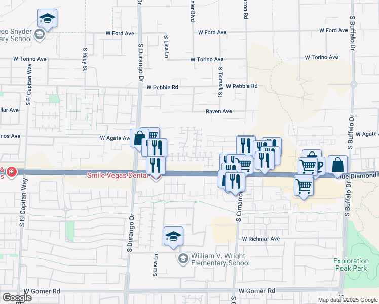 map of restaurants, bars, coffee shops, grocery stores, and more near 8360 Lower Trailhead Avenue in Las Vegas