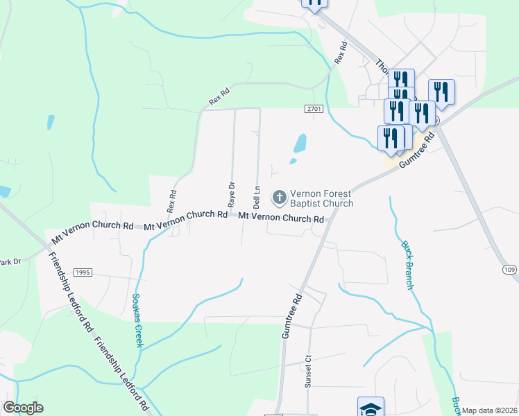 map of restaurants, bars, coffee shops, grocery stores, and more near 342 Mount Vernon Church Road in Winston-Salem