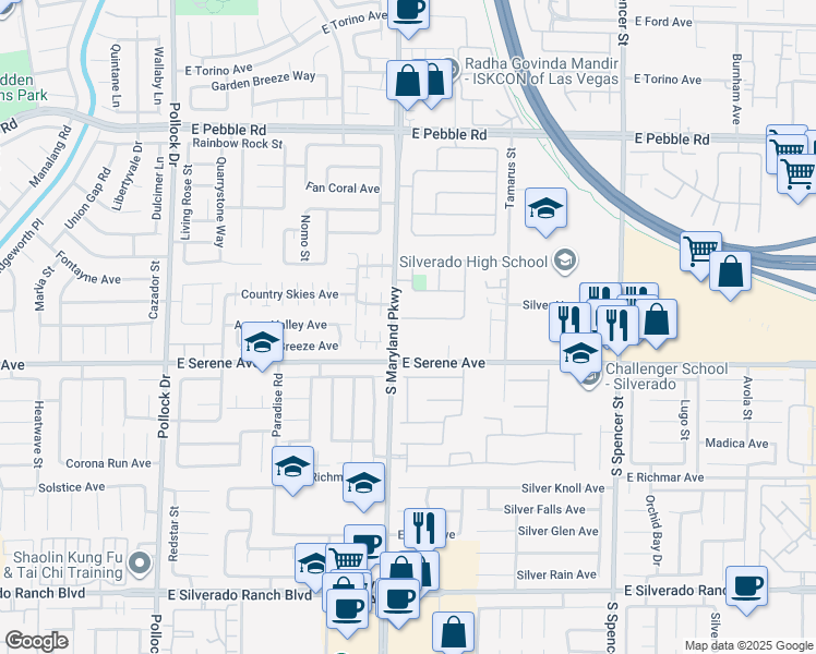 map of restaurants, bars, coffee shops, grocery stores, and more near 1221 Fragrant Spruce Avenue in Las Vegas