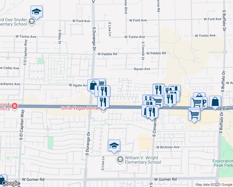 map of restaurants, bars, coffee shops, grocery stores, and more near 8384 Lower Trailhead Avenue in Las Vegas