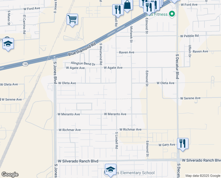 map of restaurants, bars, coffee shops, grocery stores, and more near in Las Vegas