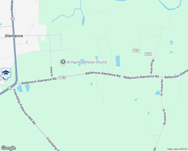 map of restaurants, bars, coffee shops, grocery stores, and more near 2530 Bellemont-Alamance Road in Burlington
