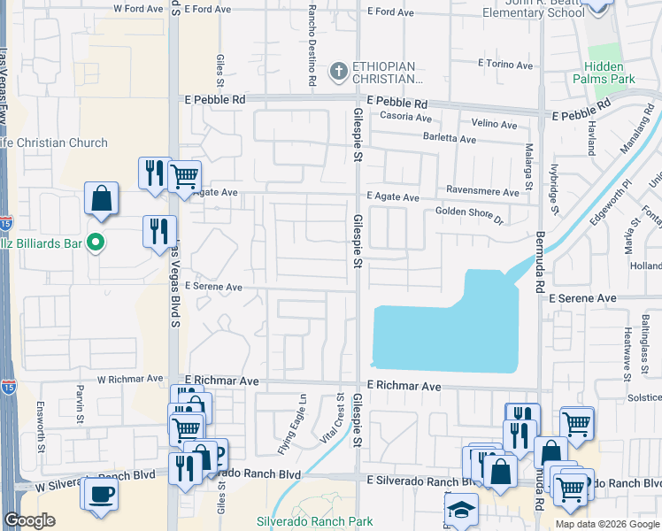 map of restaurants, bars, coffee shops, grocery stores, and more near 161 Greenwich Village Avenue in Las Vegas