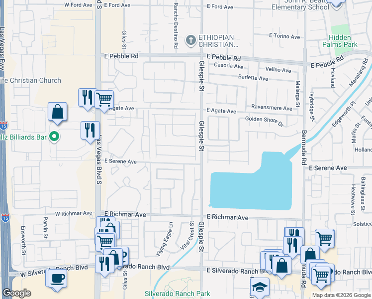 map of restaurants, bars, coffee shops, grocery stores, and more near 161 Greenwich Village Avenue in Las Vegas