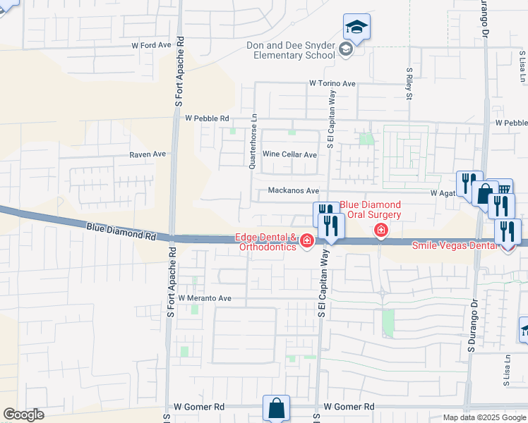 map of restaurants, bars, coffee shops, grocery stores, and more near Blue Island Avenue in Las Vegas