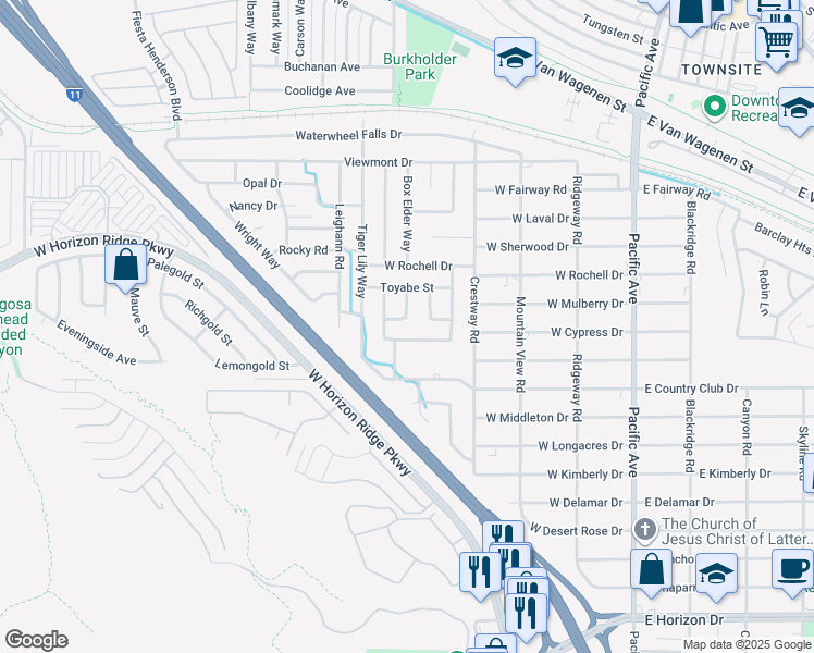 map of restaurants, bars, coffee shops, grocery stores, and more near 462 Mcbride Way in Henderson