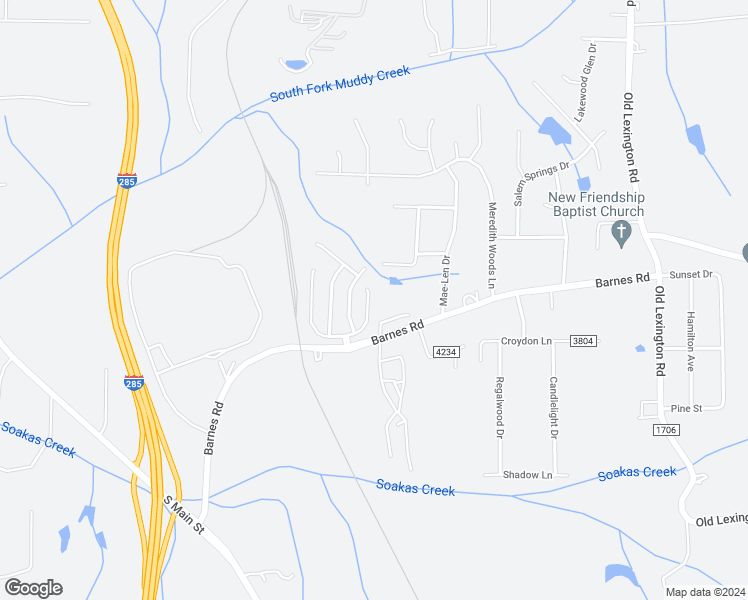 map of restaurants, bars, coffee shops, grocery stores, and more near 364 Kendall Drive in Winston-Salem